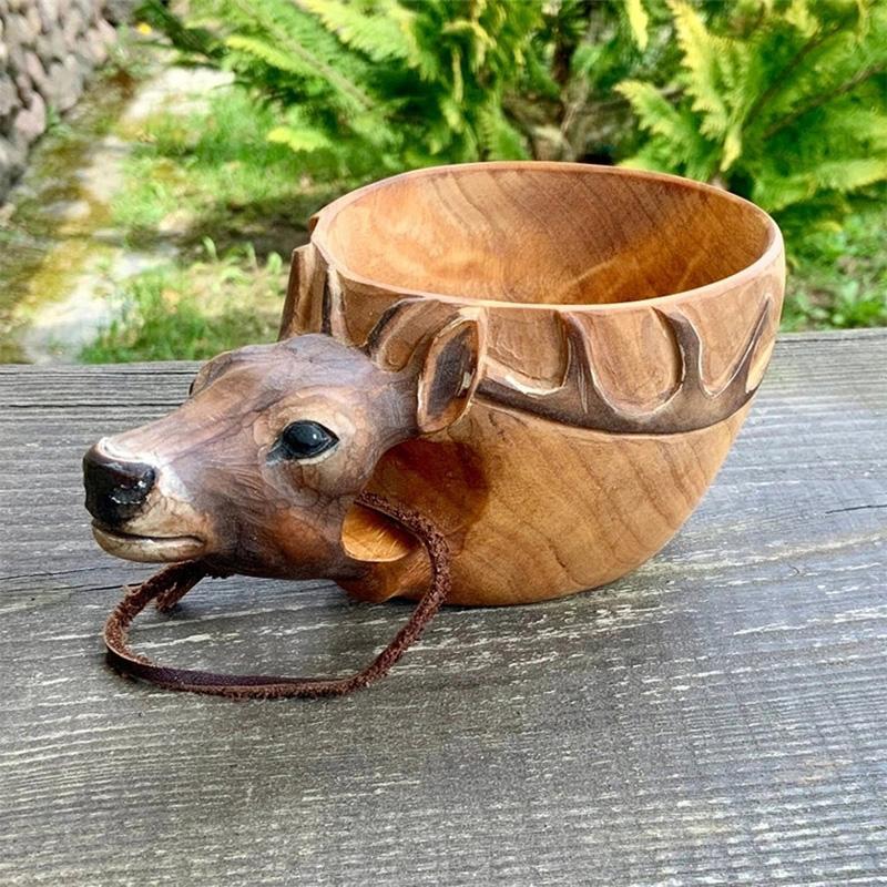 BowLift | Hand-carved Animal Head Wooden Cup