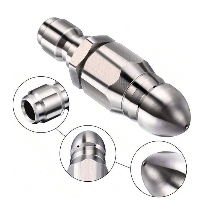 High pressure nozzle made of stainless steel for unclogging wastewater pipes | Bowlift