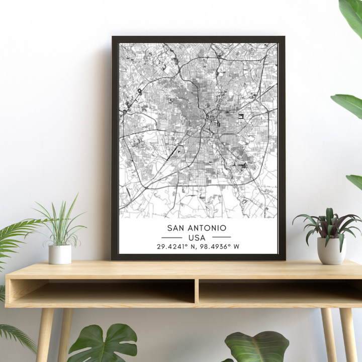 San Antonio City Map - Canvas Wall Art Painting | Bowlift