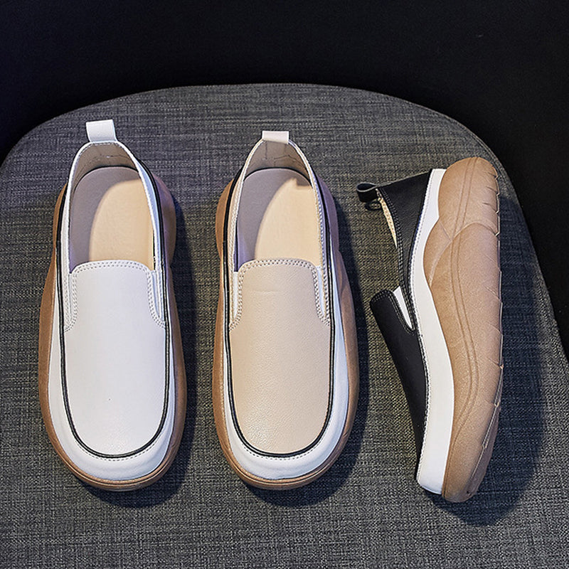 BowLift | Thick Sole Low Cut Leather Shoes