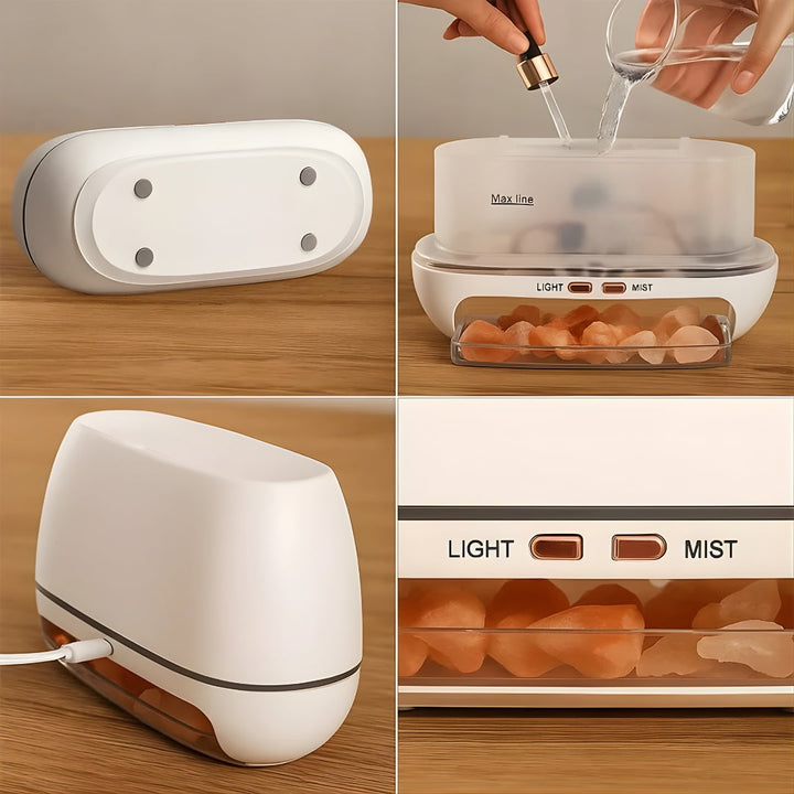 Relieves Dry Air and Aids Sleep – Himalayan Salt Crystal, Quiet Mist and Calming Home Air Wellness Bowlift