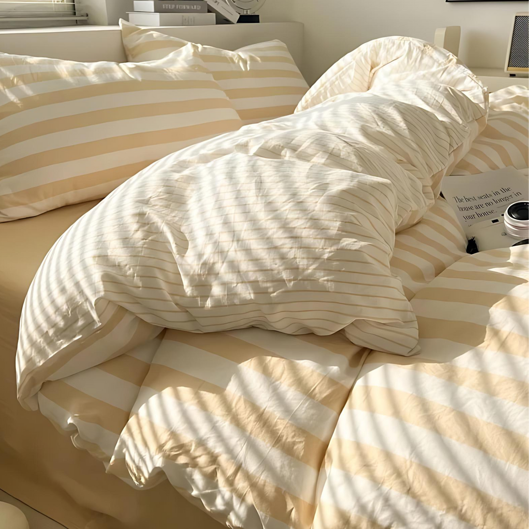 BowLift | Elenorra Classic Striped Bedding Set 4pcs Duvet Cover Sheet