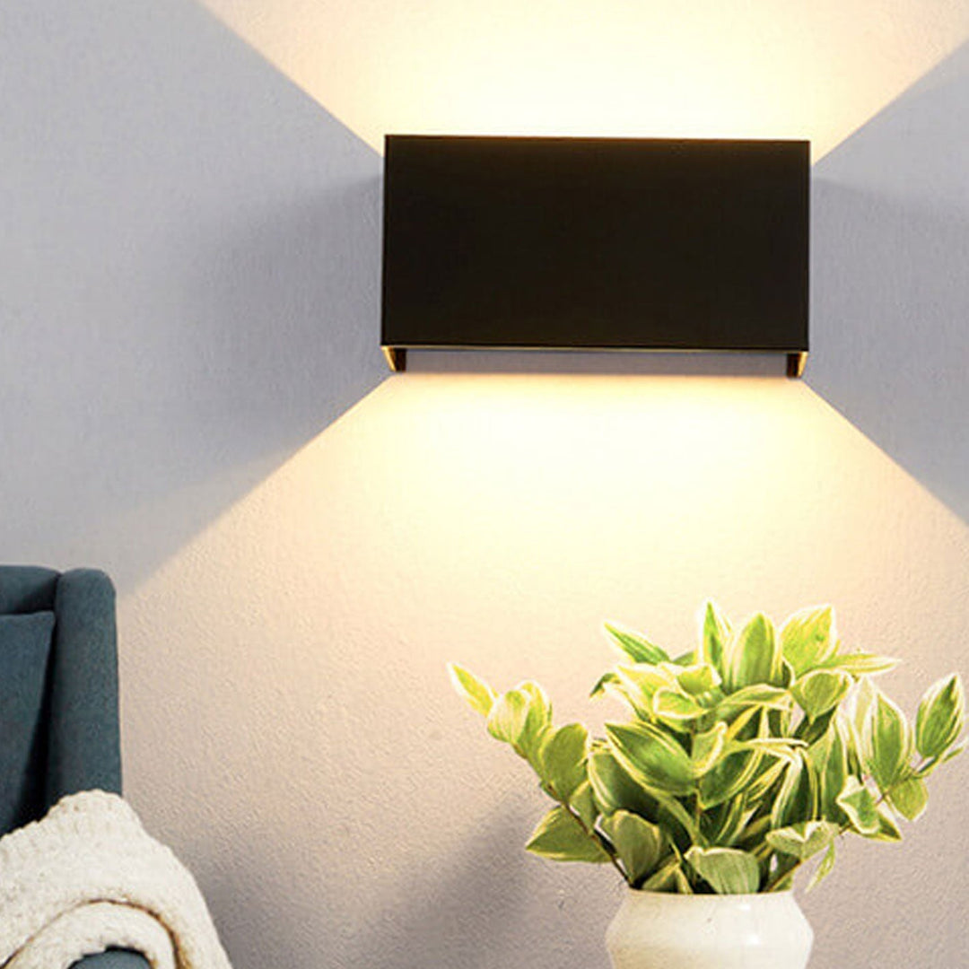 BowLift | Modern waterproof rectangular LED wall light for outdoor use with up and down lighting