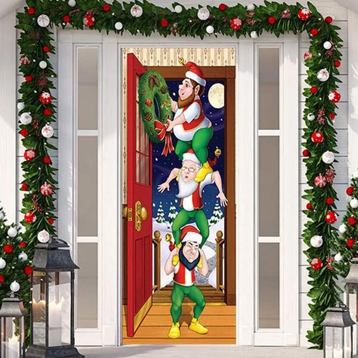 BowLift | Christmas Door Decoration | Fabric Door Cover | Washable & Reusable