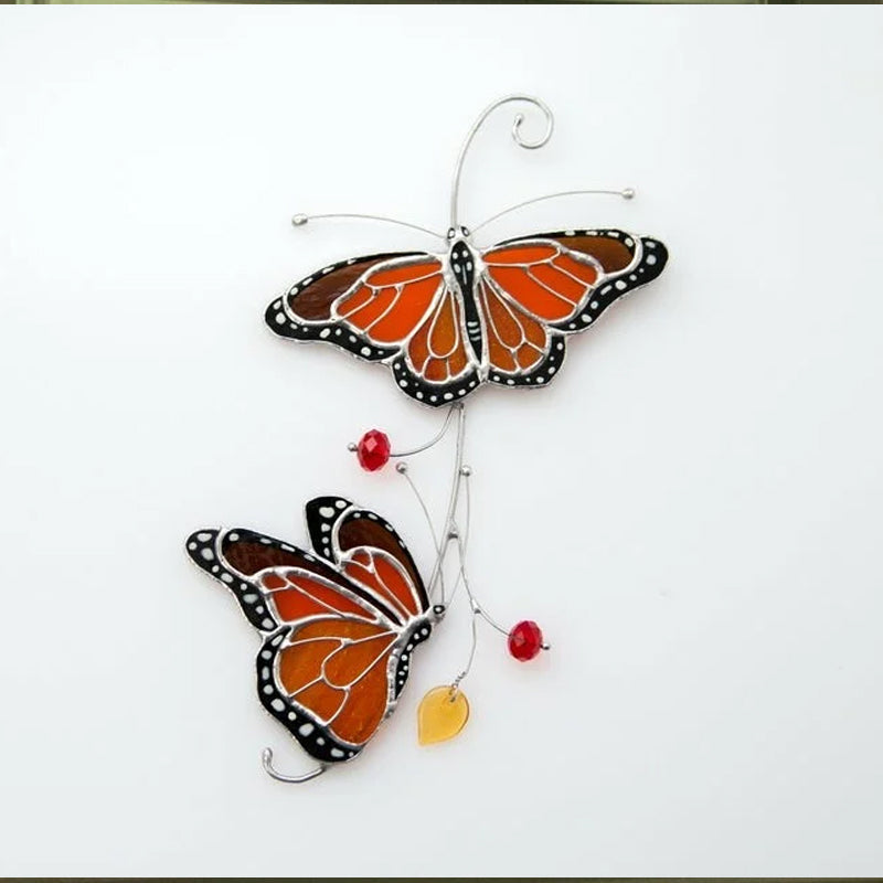 Stained Monarch Butterfly Glass Window Decor | Bowlift