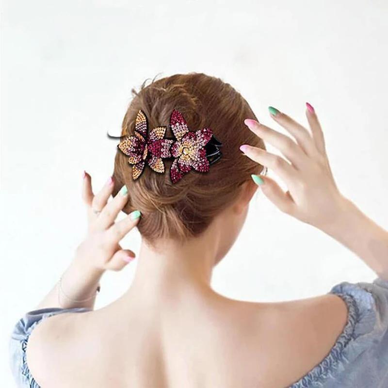 BowLift | Rhinestone Double Flower Hair Clip