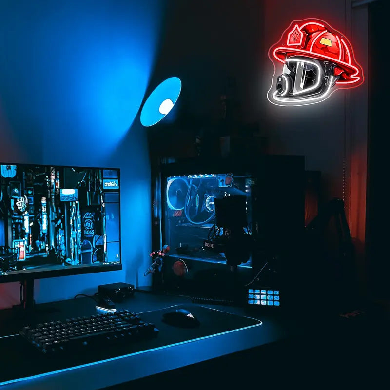 BowLift | Firefighter Helmet Neon Sign
