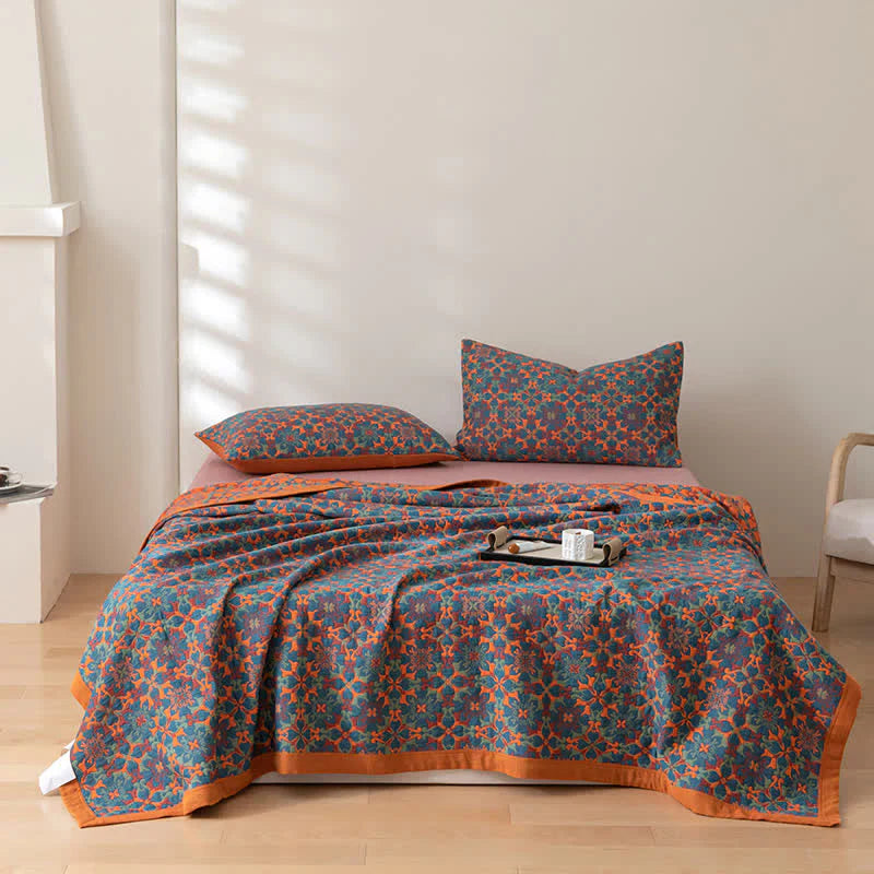 BowLift | Orange & Blue Pattern Six-Layer Cotton Quilt - TerraLoom