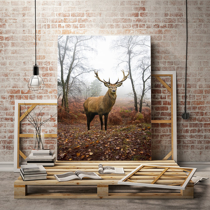 Misty Fall Deer - Canvas Wall Art Painting | Bowlift