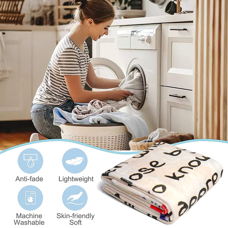 Letter Printed Flannel Throw Blanket Gift for Mom | Bowlift