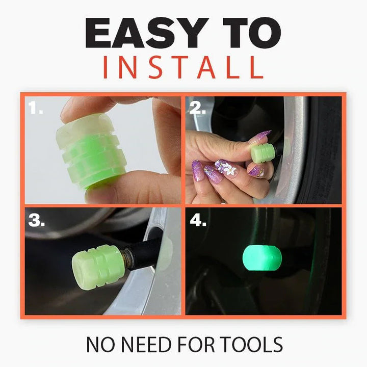 BowLift | Universal fluorescent valve caps for tires, 4 pieces