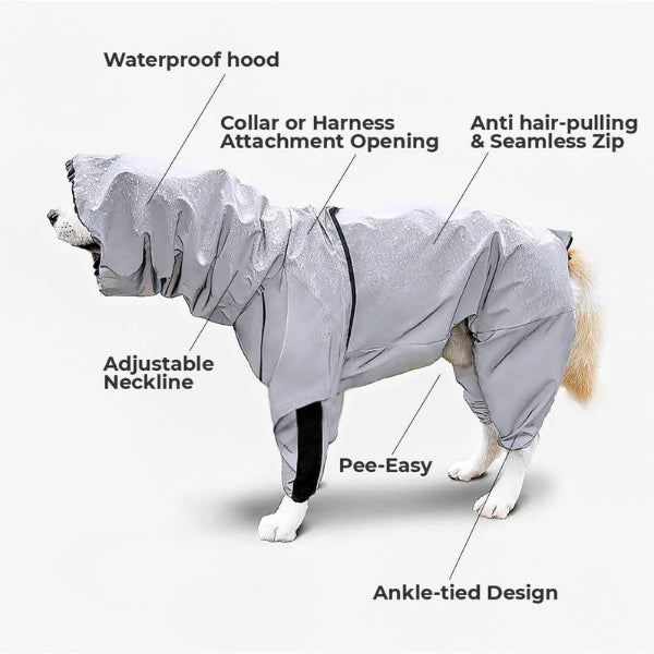 BowLift | Waterproof Dog Coat with Legs – Reflective Dog Rain Jacket for Small & Large Breeds | Best Rain Coat for Dogs UK