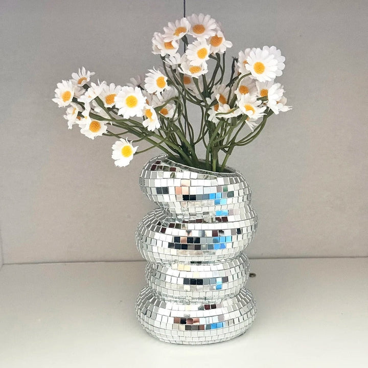 Mirror-clad disco vase with retro charm and modern flair Bowlift