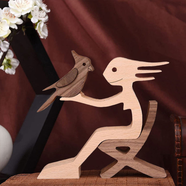Gift For Pet Lovers - Wood Sculpture Table Ornaments - The Love Between You And Your Fur-Friend | Bowlift