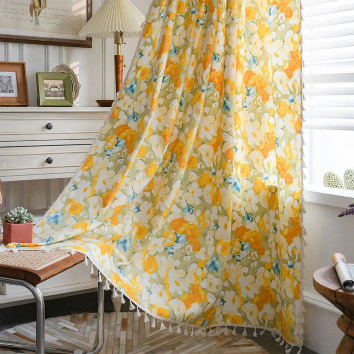 BowLift | Sunshine Blooms Floral Tasseled Curtain