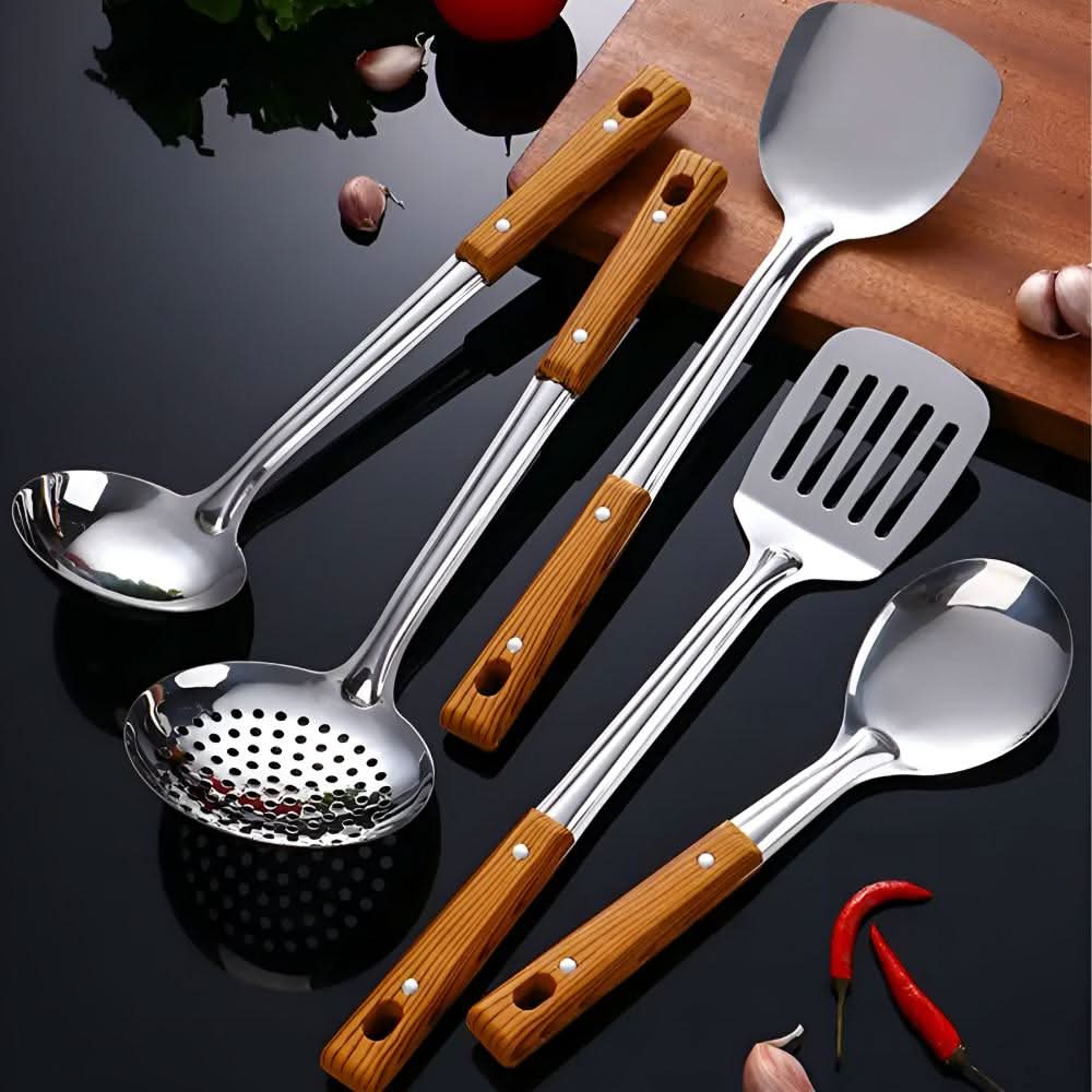 BowLift | PRESTICOOK – Kitchen Helper Set made of stainless steel with wooden handles, durable & easy to care for