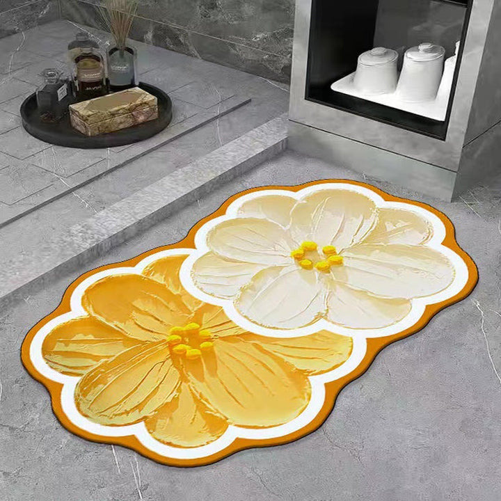 Floral Bathroom Floor Mat | Bowlift