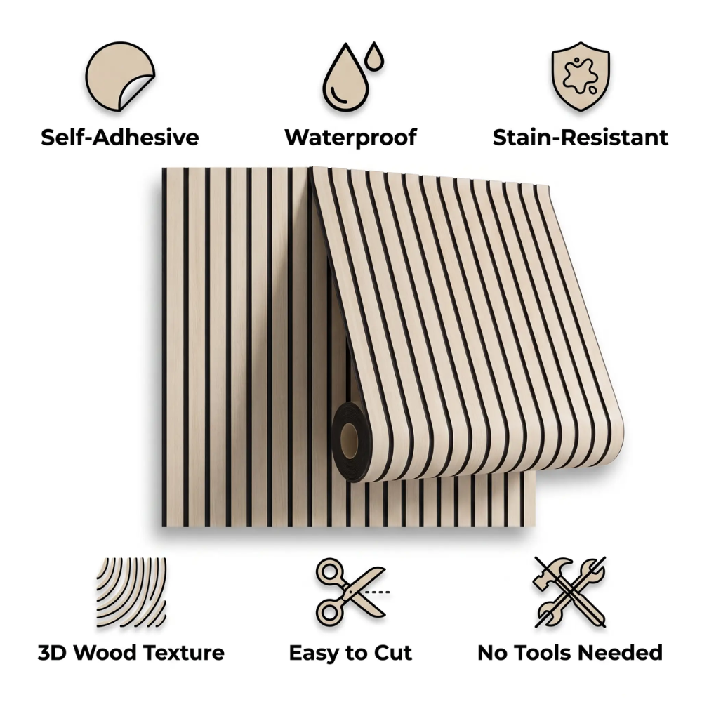 BowLift | WoodLook Wall Panels – Self-Adhesive 3D PVC Wall Covering for Quick Living Effect