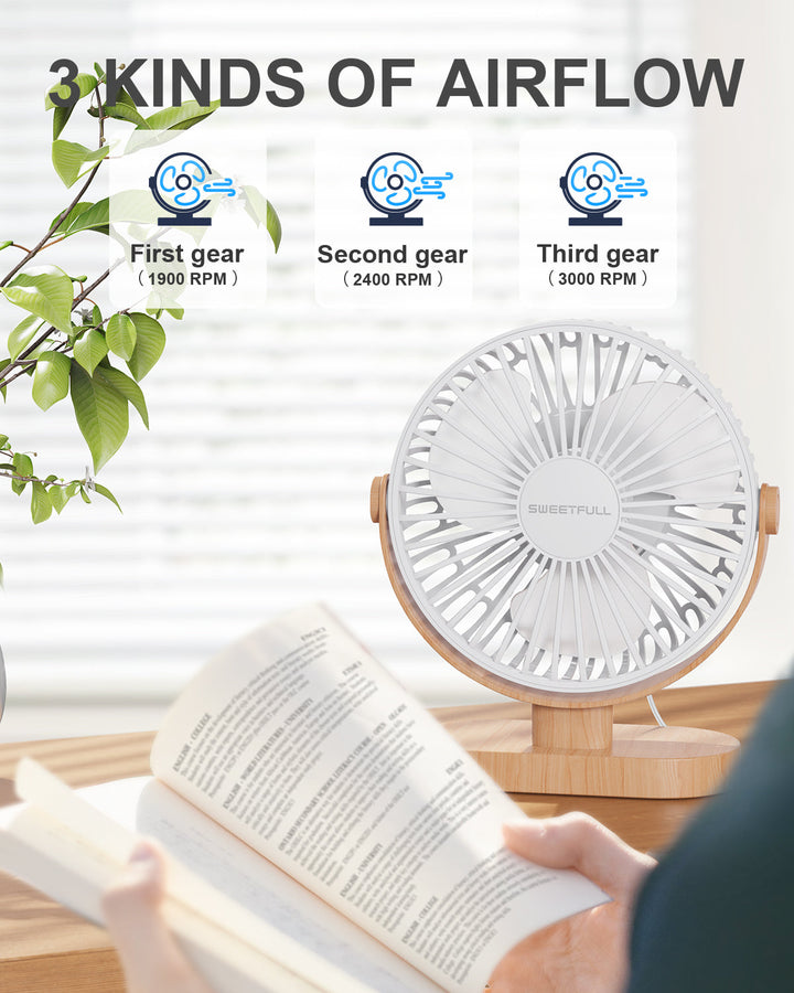 6.5 Inch USB Small Desk Fan for Home Office Car Outdoor Travel | Bowlift