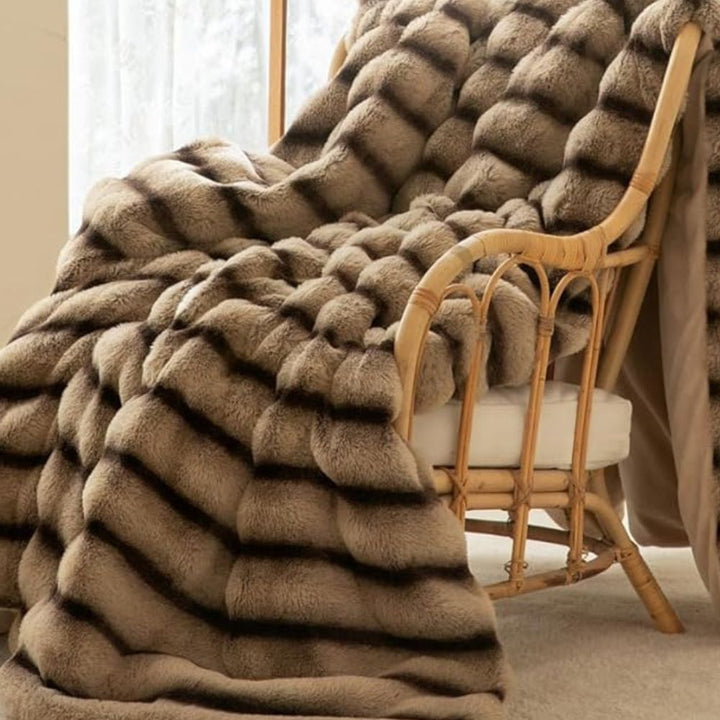 BowLift | Ruched Faux Rabbit Fur Blanket