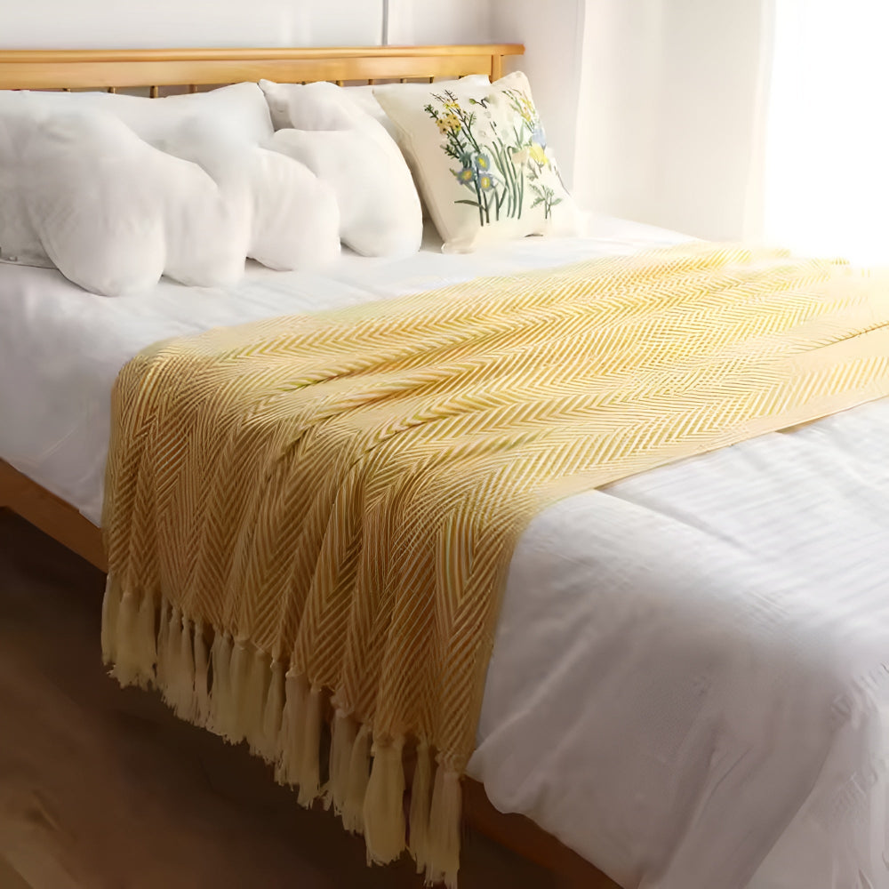 BowLift | Herringbone Tassel Knit Blanket