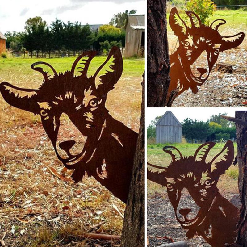 BowLift | Outdoor Garden Farm Spying Goat Metal Artwork Indoor Decoration