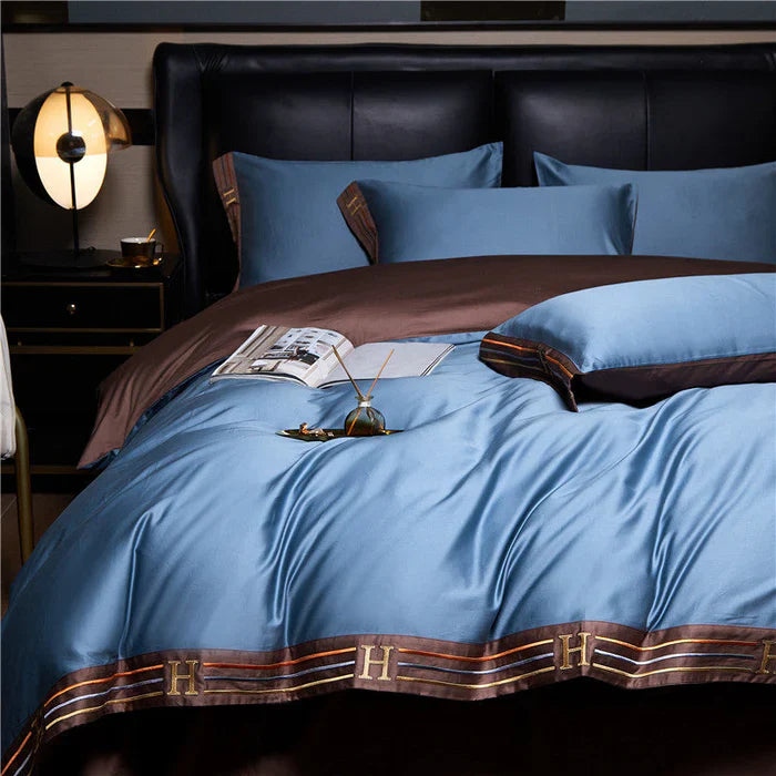 Satin Cotton Embroidered Bedding Set - Luxora | Bowlift