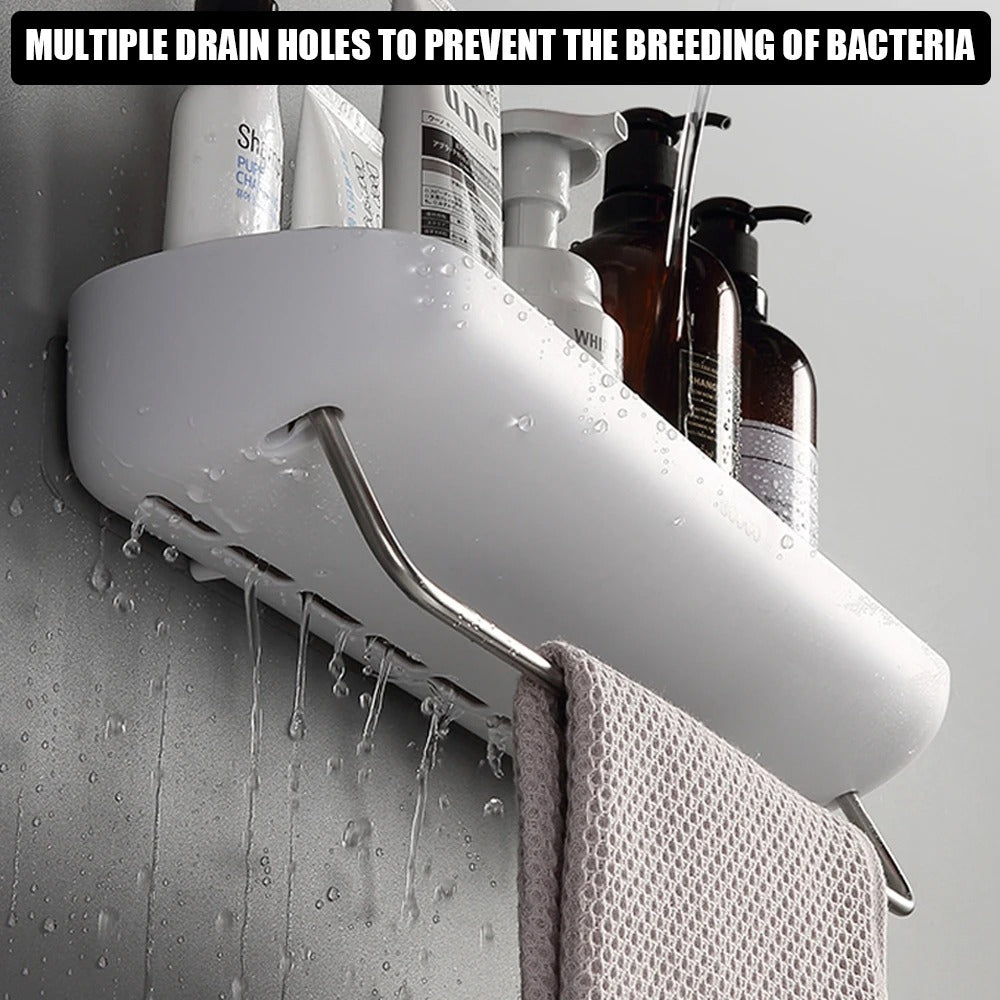 BowLift | Wall-Mounted Shower Storage Rack Without Drilling – With Towel Holder & Drain Holes