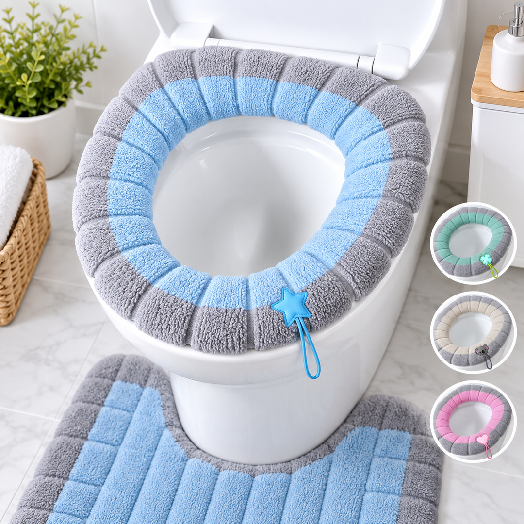 Chenille Plush Contoured Toilet Seat Cushion with Elastic Non-Slip Fit Bowlift