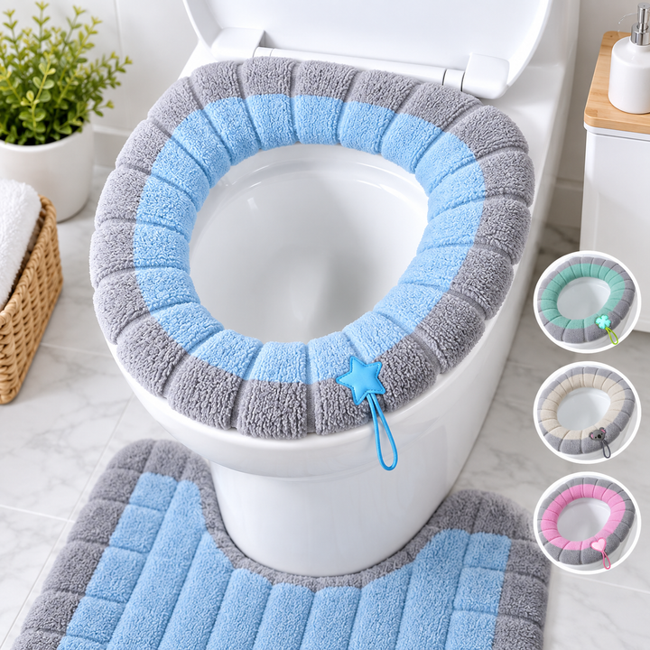 Chenille Plush Contoured Toilet Seat Cushion with Elastic Non-Slip Fit Bowlift
