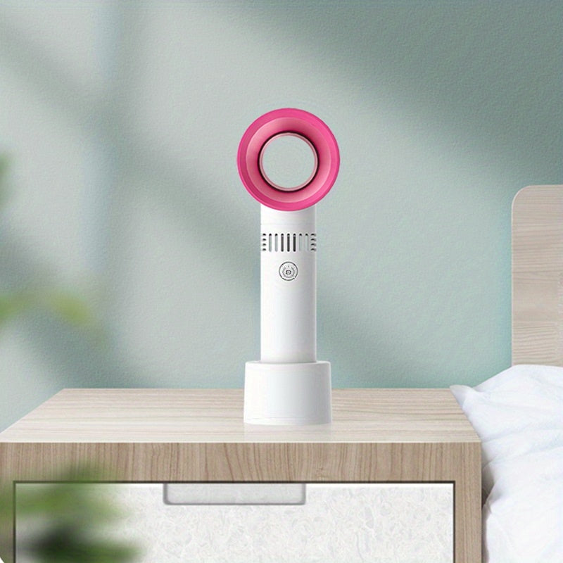 1pc USB Rechargeable Bladeless Handheld Fan - Portable Mini Desk Fan with 3 Speeds for Travel, Camping, Office, and Room Use | Bowlift