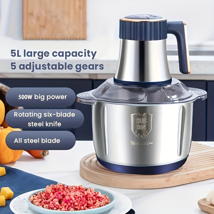 BowLift | Stainless Steel Food Processor – Powerful Meat Grinder & Vegetable Chopper (5L, 5000 RPM)