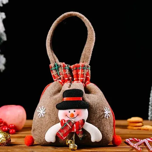BowLift | Christmas Gift Bags | Reusable Fabric with Drawstring | Santa, Snowman & Reindeer Patterns | 2 Sizes