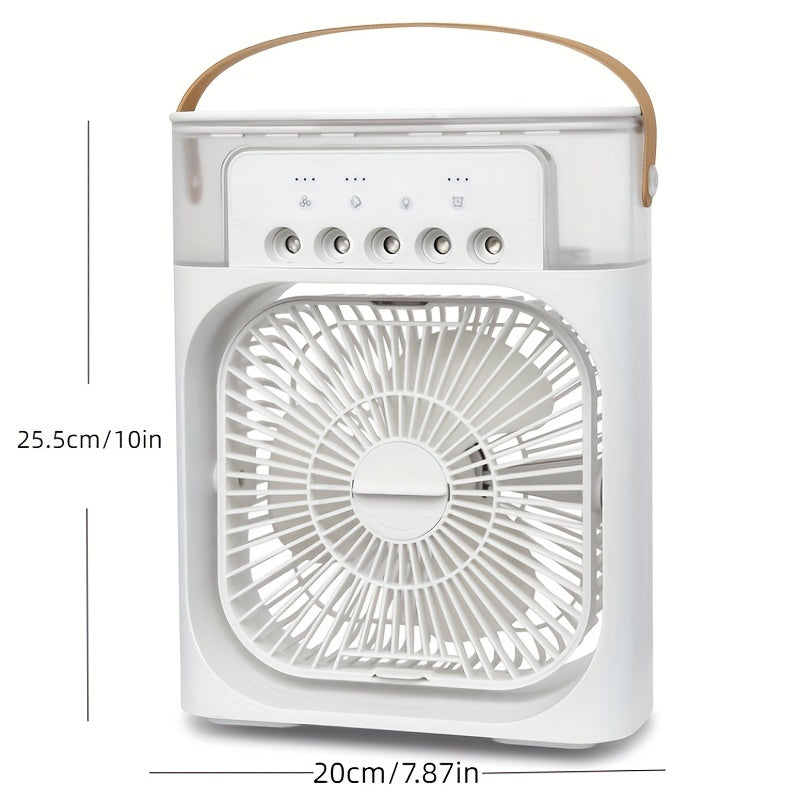 1pc Portable Air Conditioner, Household Small Air Cooler, Portable Air Adjustment For Office, 3 Speed Air Cooling Fan Humidifier, 5pcs Humidified Spray Heads For Home Appliances | Bowlift
