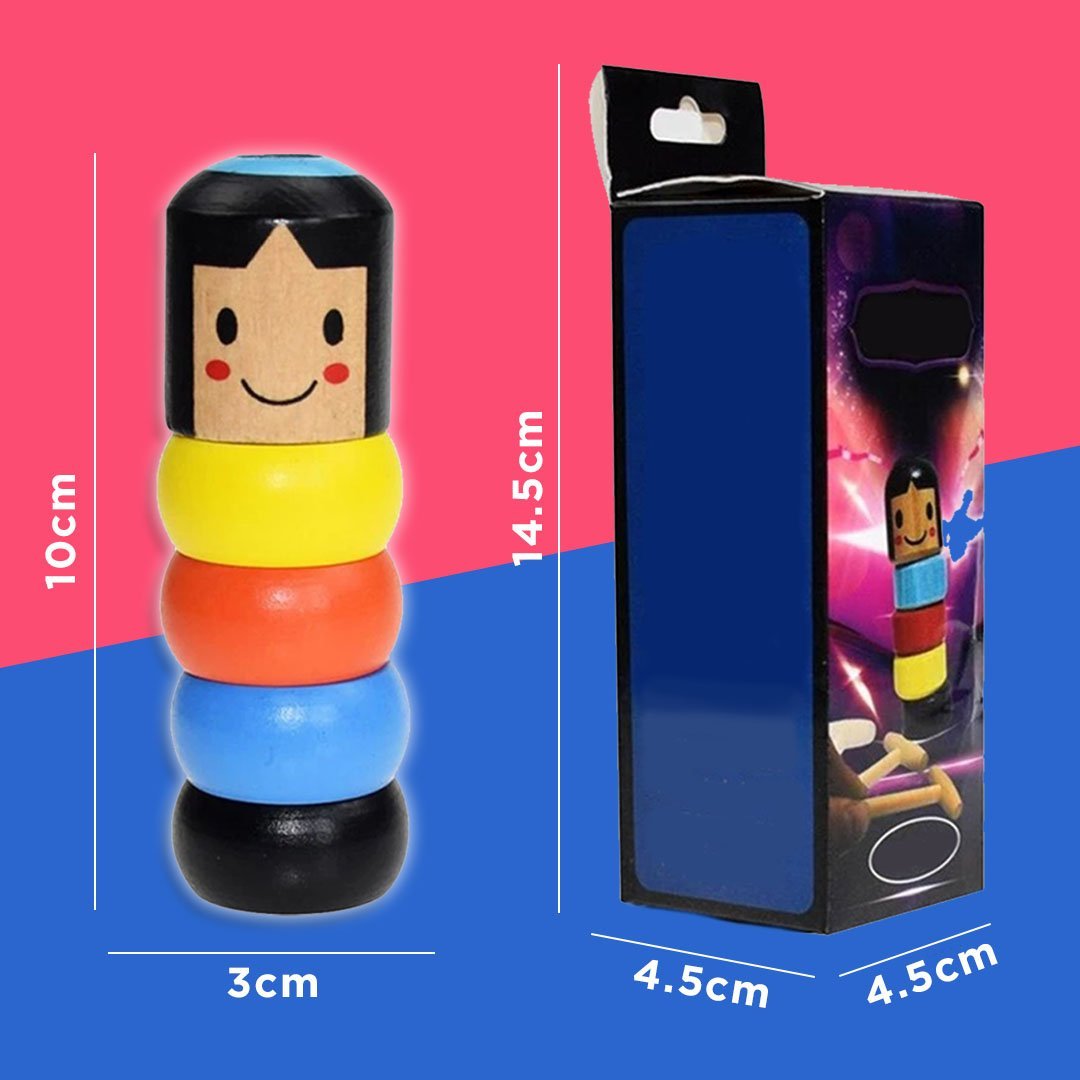 BowLift | Magic Wooden Man Toy | Unbreakable Trick Figure | Classic Educational Play | 10cm