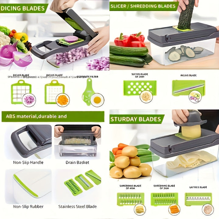 Multifunctional Vegetable Cutter 16-in-1 with Catch Container | Bowlift