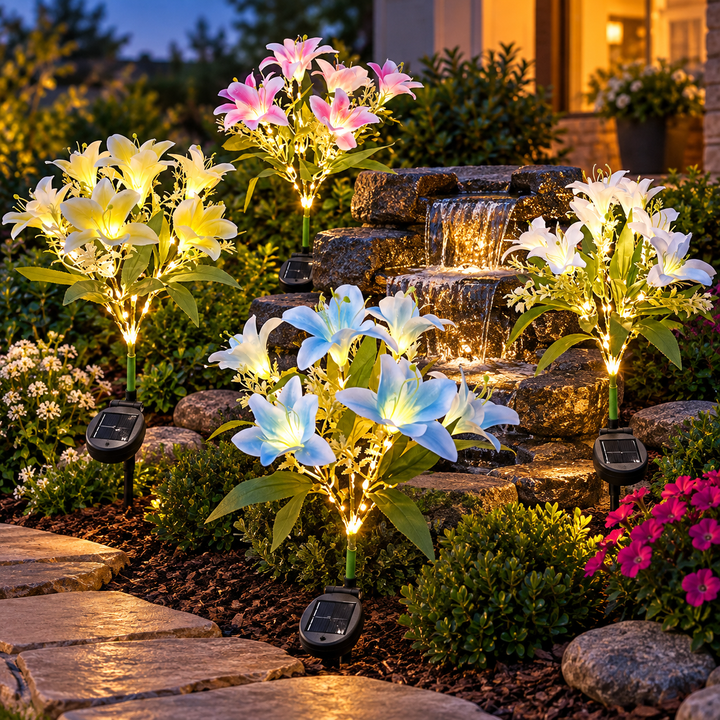 Solar-Powered LED Lily Stake Garden Bouquet Bowlift