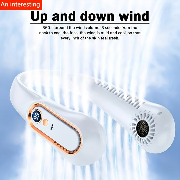 1pc Portable USB Cooler Fan With 5 Speeds And Digital Display - Super Strong Technology And Bladeless Design For Outdoor Use | Bowlift