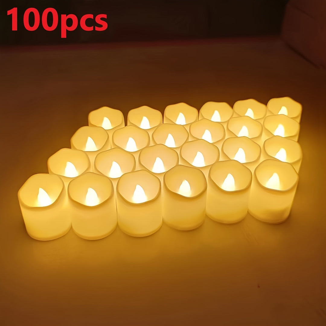 BowLift | 24/50/100 Pack flameless LED candles – battery-operated flickering tealights, smokeless and romantic for weddings and engagements