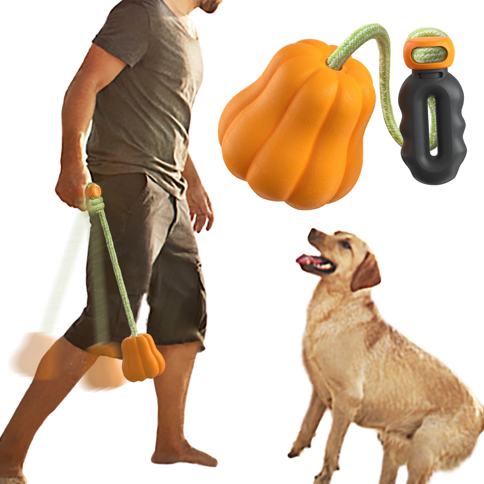 Pumpkin Throw Ball – Outdoor Chew & Fetch Toy for Dogs