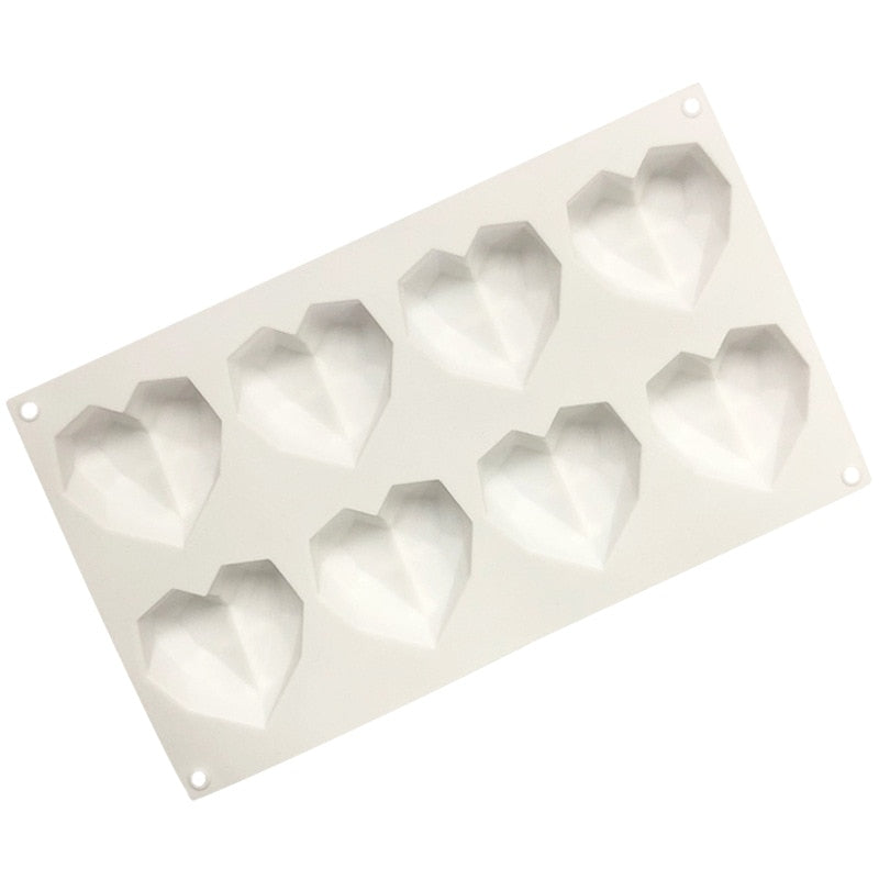 8 Cavity Diamond Heart Silicone Cake Molds Heart Shape Molds | Bowlift