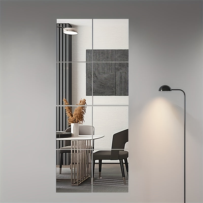 BowLift | EleganceTiles - 8 Stylish Self-Adhesive Mirror Tiles for Home Decoration