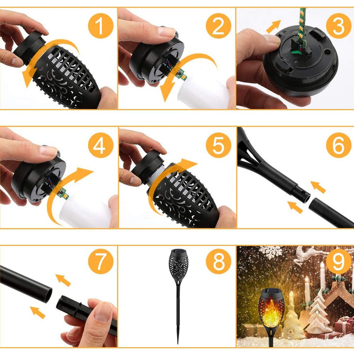 BowLift | 8-Pack: Solar Torch Light with Flickering Flame