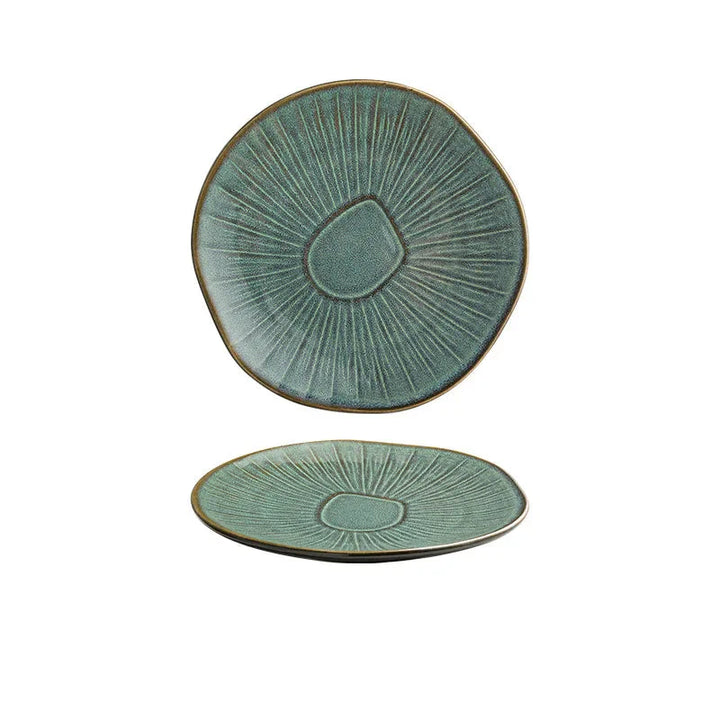 8" Retro Ceramic Round Plate Western Platter Kitchen Tableware | Bowlift