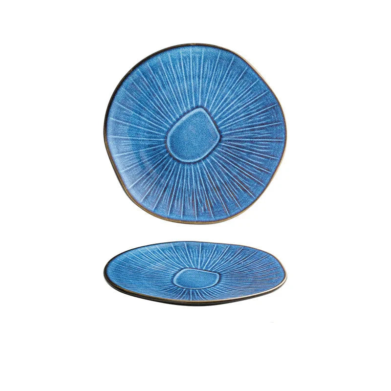 8" Retro Ceramic Round Plate Western Platter Kitchen Tableware | Bowlift