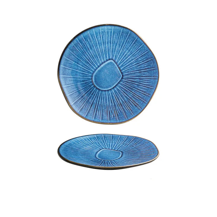 8" Retro Ceramic Round Plate Western Platter Kitchen Tableware | Bowlift