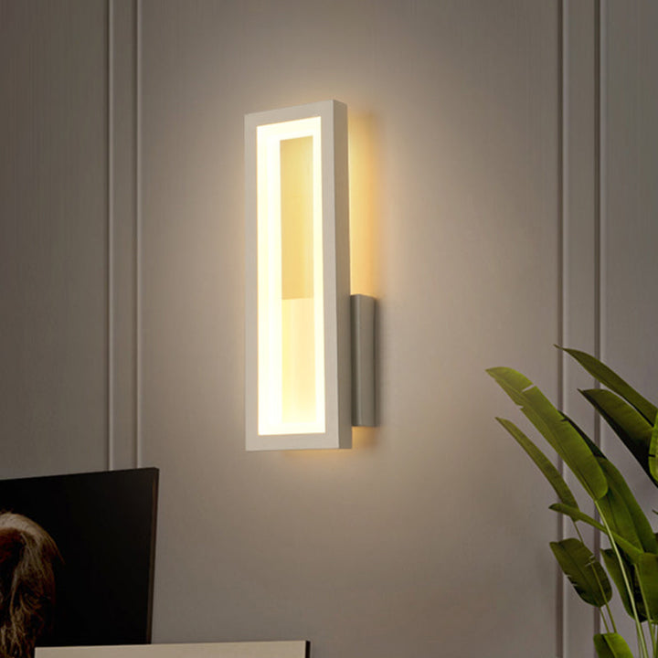 BowLift | White/Black/Gold Rectangular Frame Wall Light Minimalistic LED Metal Wall Mount Light Fixture in White/Warm Light