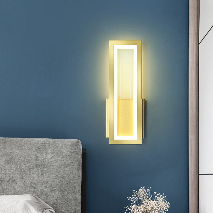 BowLift | White/Black/Gold Rectangular Frame Wall Light Minimalistic LED Metal Wall Mount Light Fixture in White/Warm Light