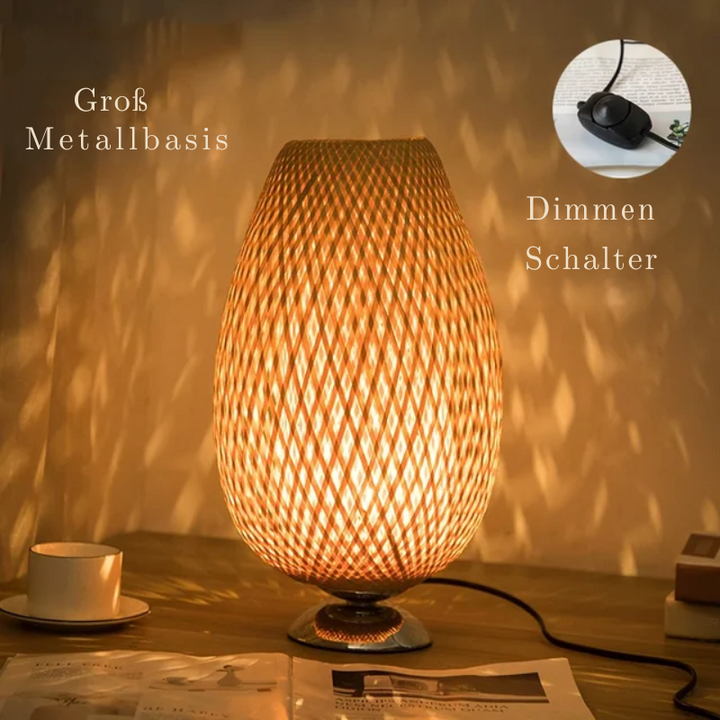 Vintage Bamboo Table Lamp - Retro Bamboo Lamp for Living Room and Office | Bowlift