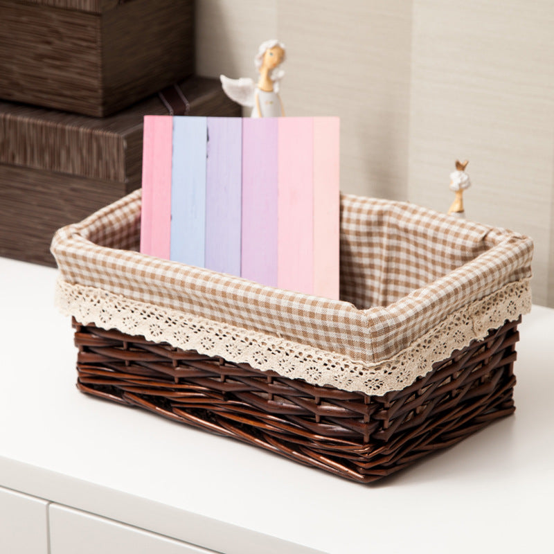 Women storage basket made of woven material with elegant fabric lining Bowlift
